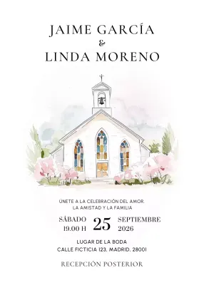 Elegante invitación de boda blanca