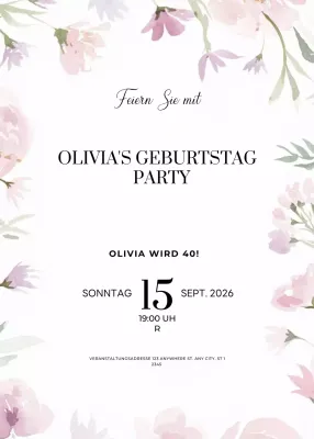 rosa geblümte Geburtstagseinladung