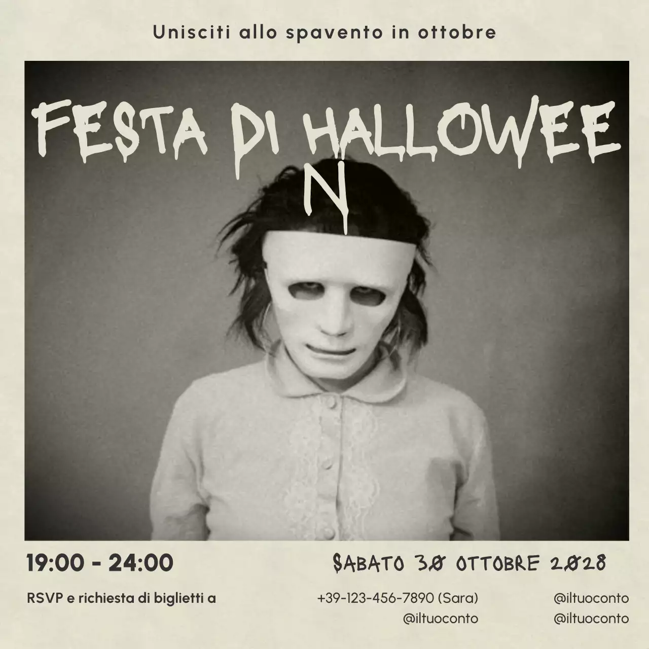 invito nero retrò per Halloween