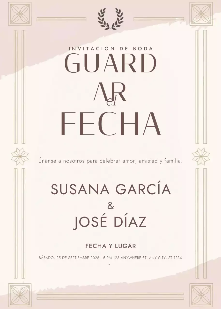 beige elegante invitación de boda