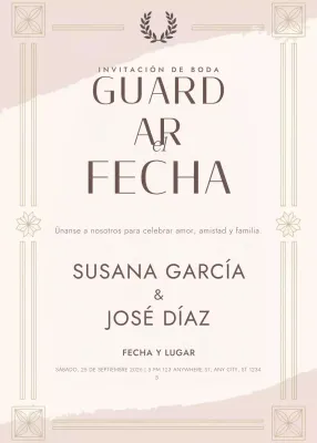 beige elegante invitación de boda