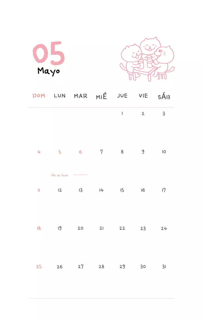 Calendario diario en marfil