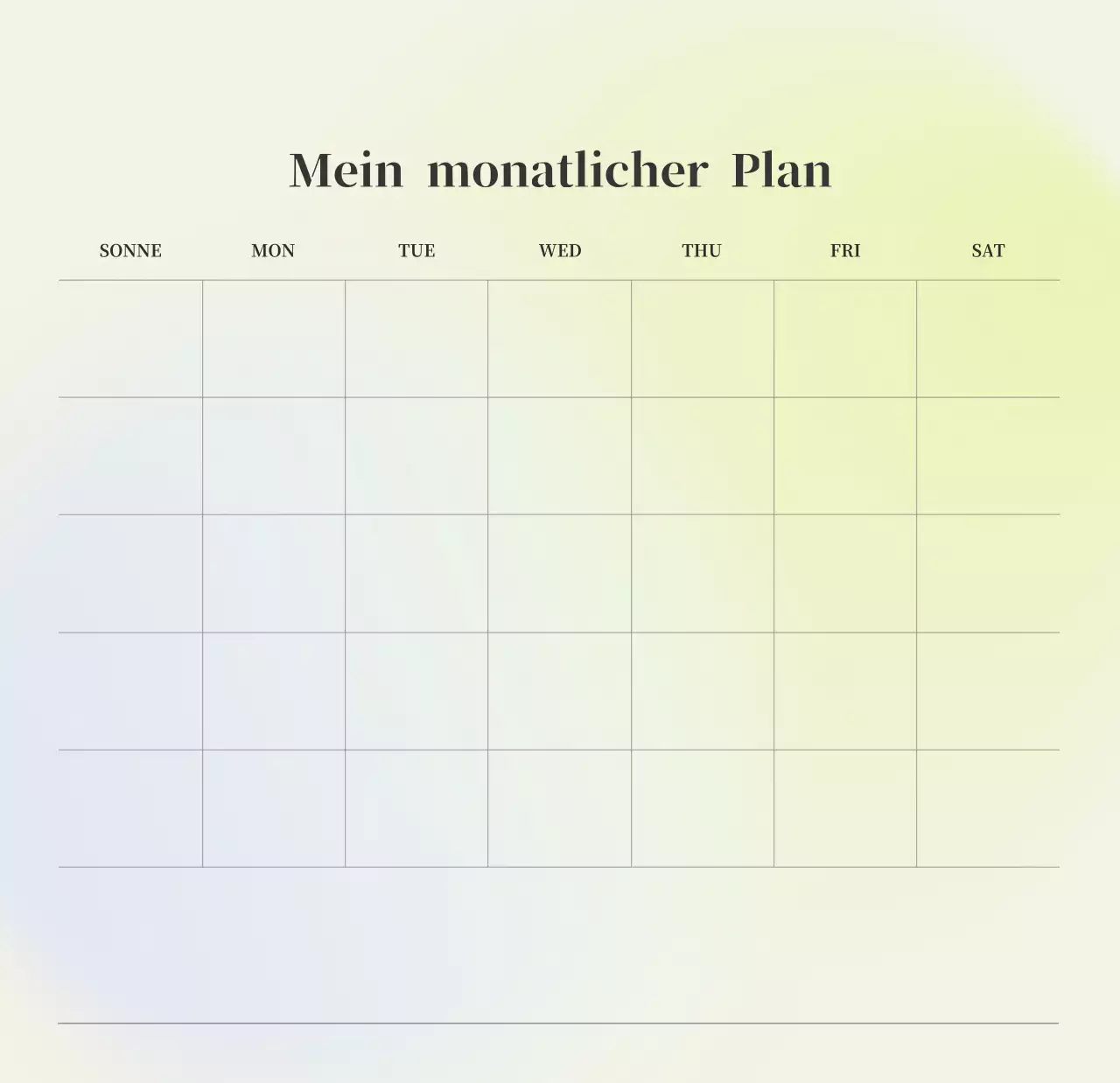 Minimalistischer Kalender mit Farbverlauf