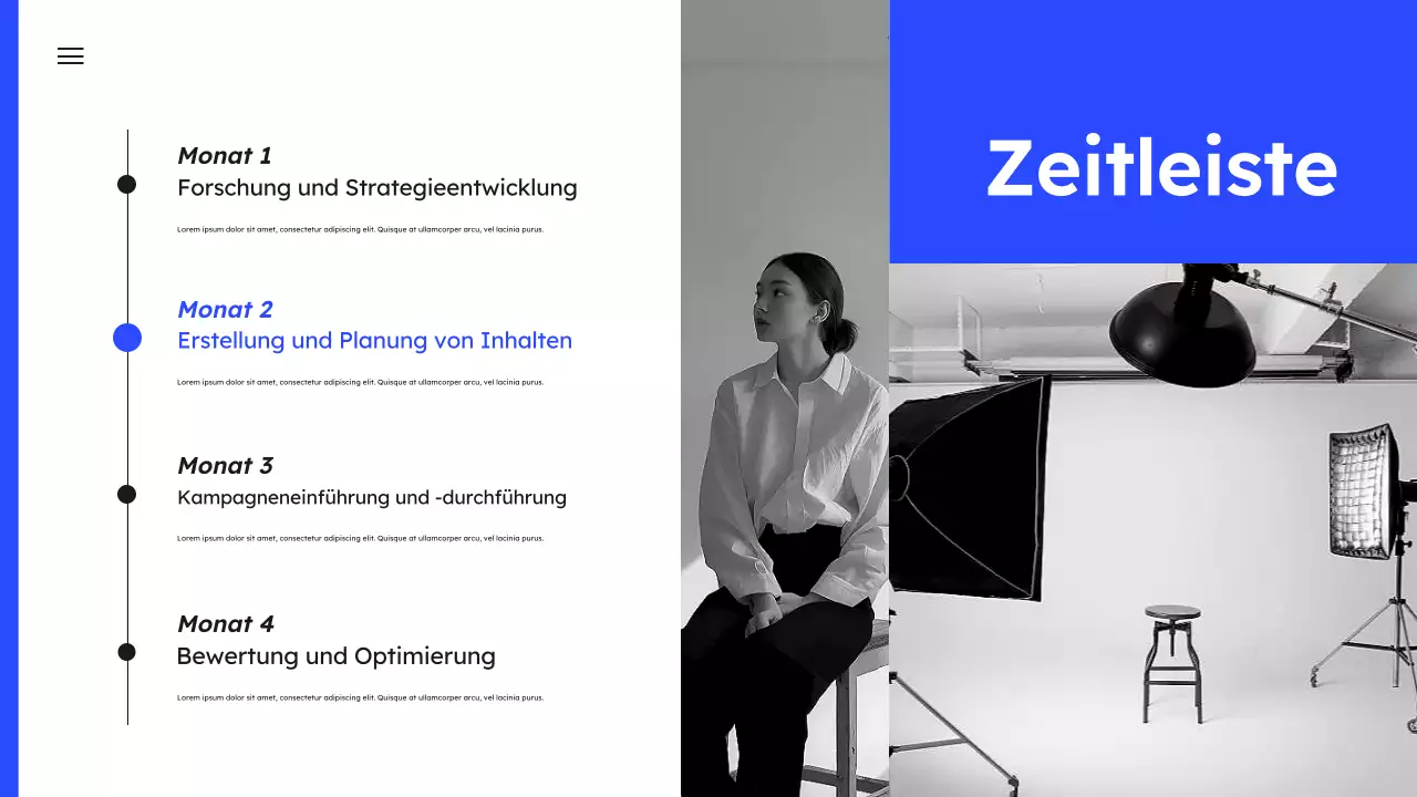 Blauer einfacher Marketingplan Präsentation