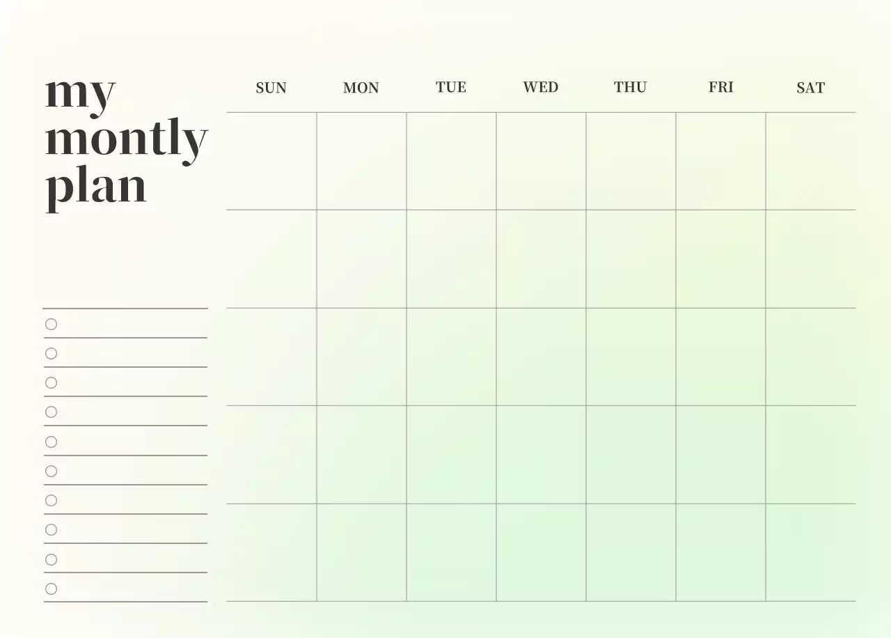 Gradient Minimalist Calendar