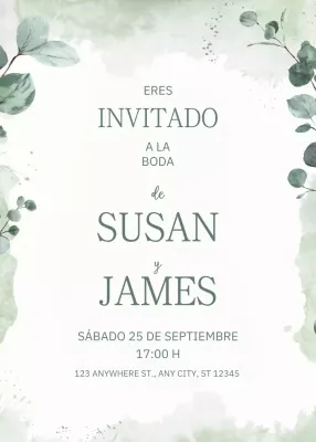 Elegante invitación de boda verde
