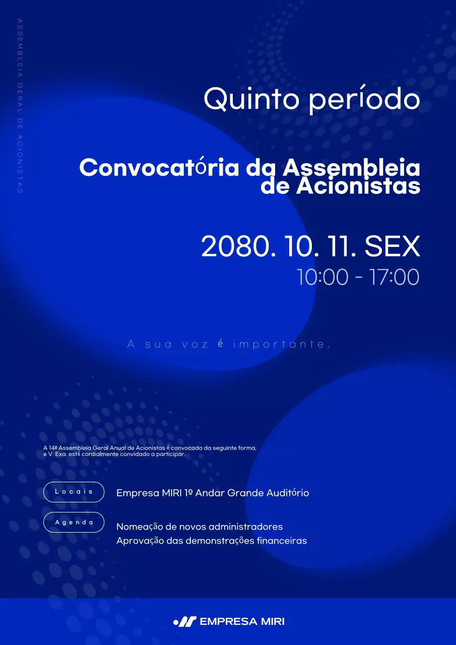 Assembleia Geral de Acionistas da Blue Modern