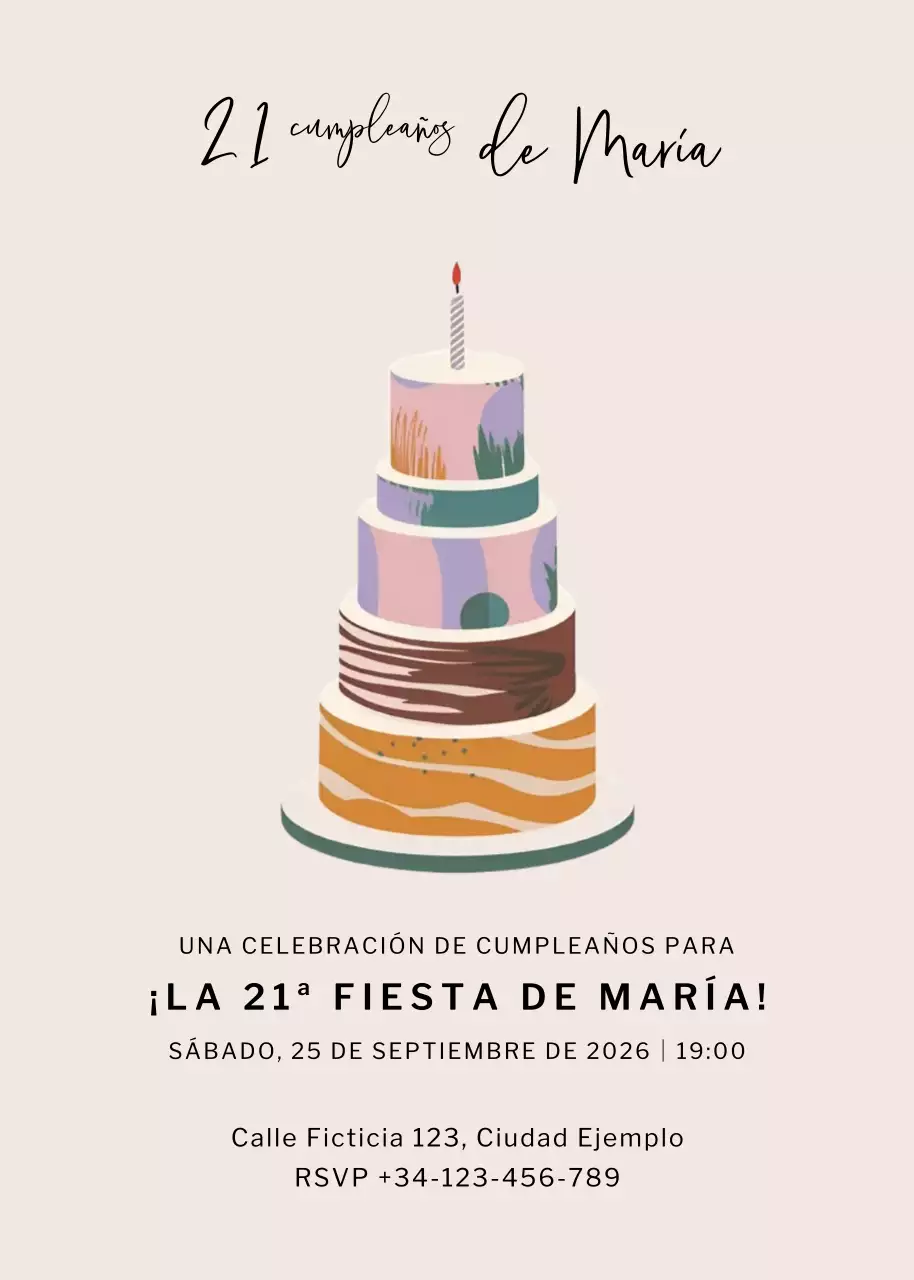 invitación de cumpleaños moderna beige