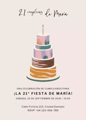 invitación de cumpleaños moderna beige