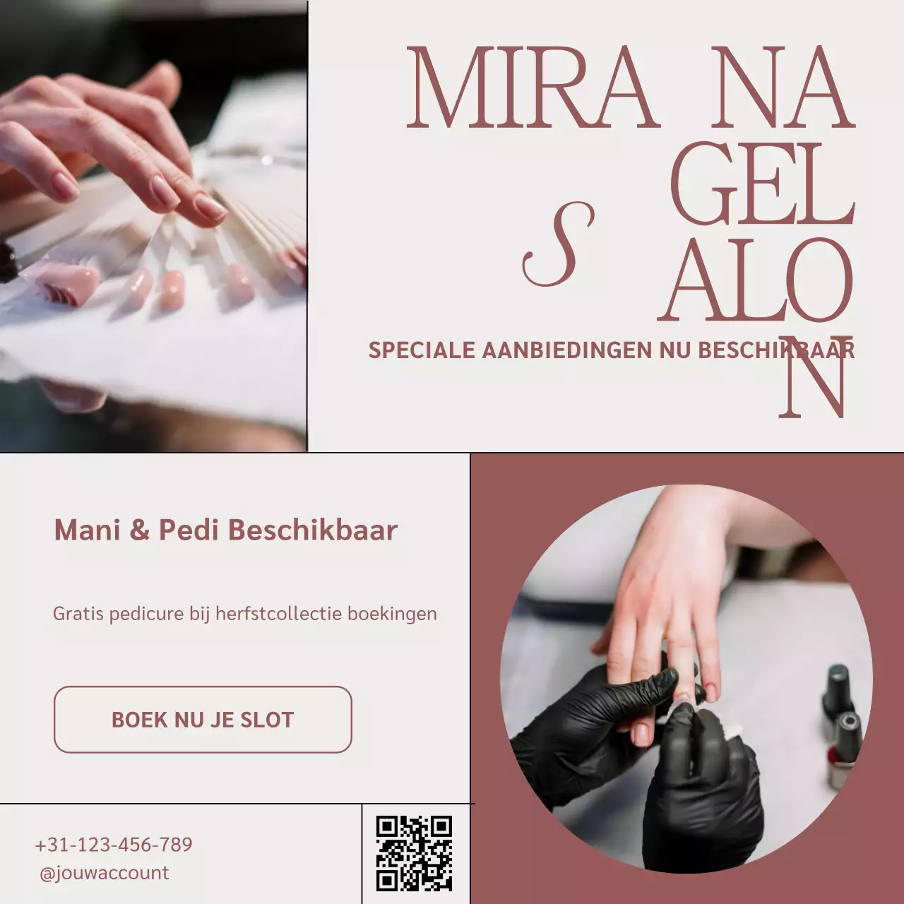 Beige en Roze Minimalistische Nagelsalon Promotie Instagram Post