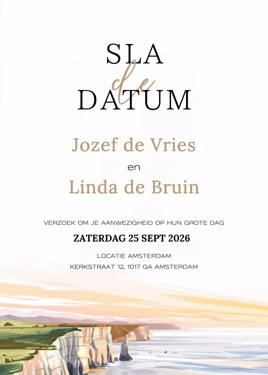 Beige elegante huwelijksuitnodiging