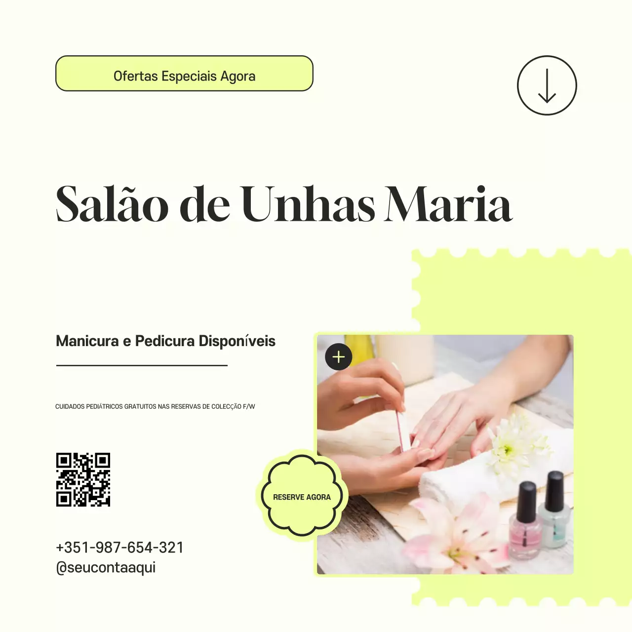 anúncio simples e elegante de uma loja de unhas nas redes sociais quadrado