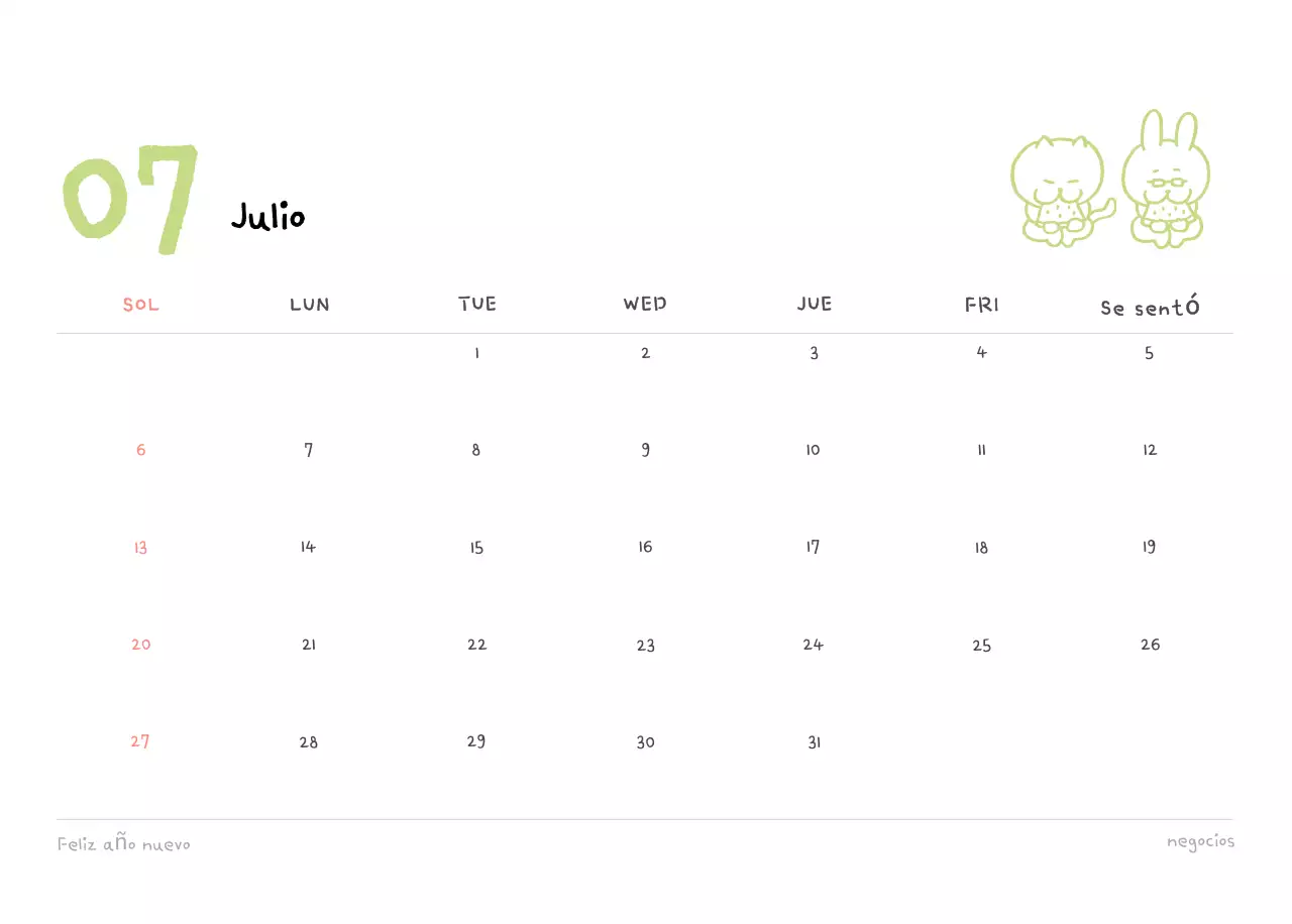 Calendario diario en marfil