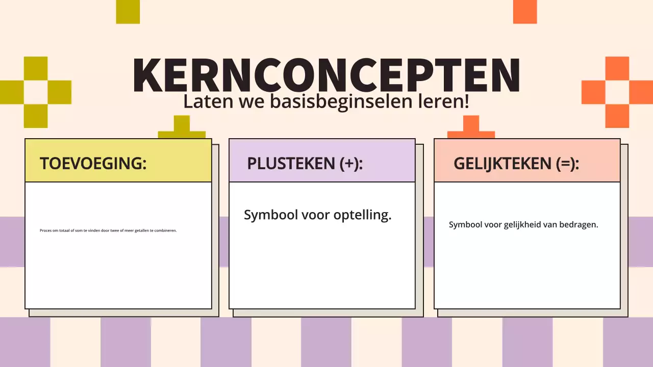 Kleurrijke eenvoudige lesmaterialen voor wiskunde