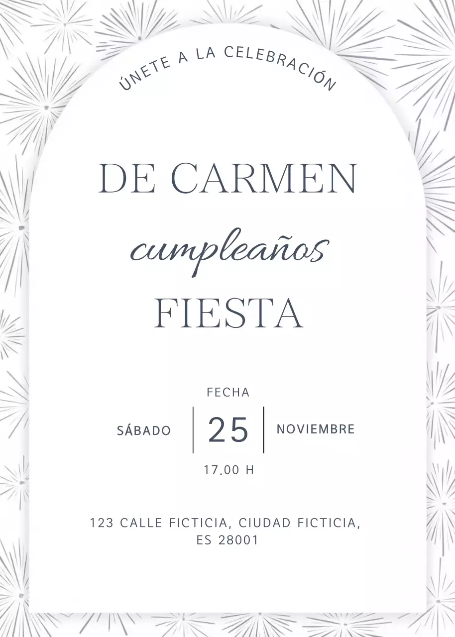 Elegante invitación de cumpleaños blanca