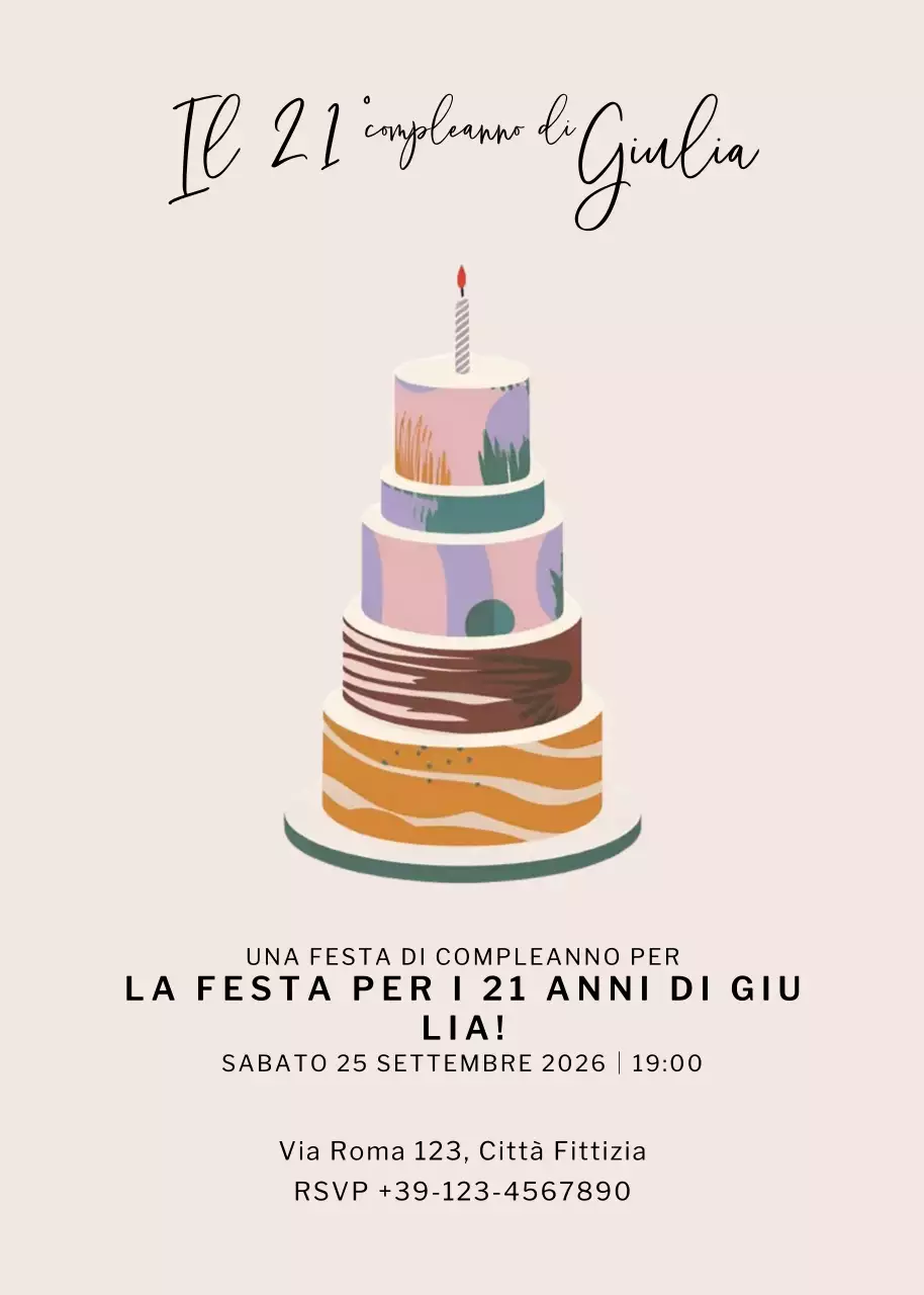 Invito di compleanno moderno beige