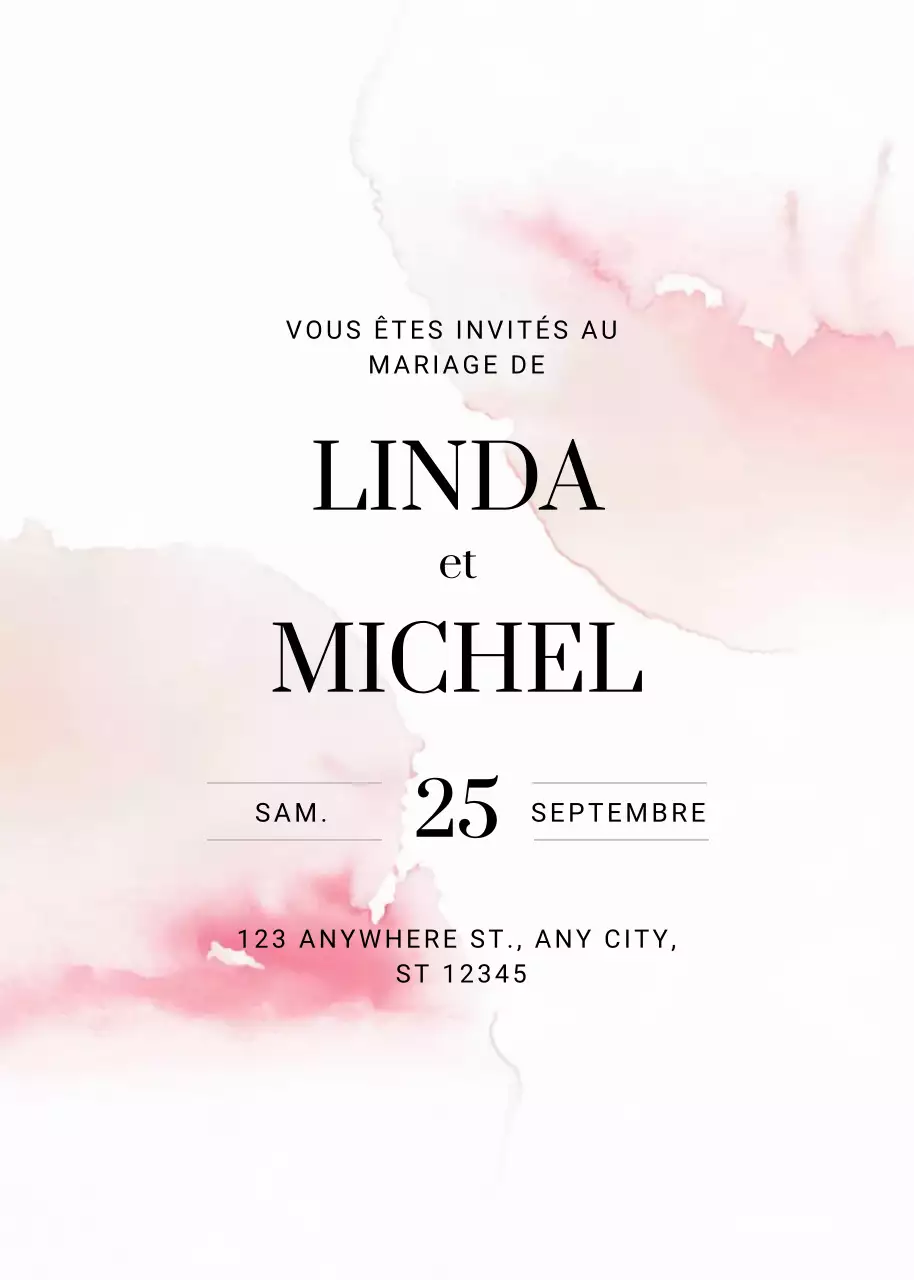 Invitation de mariage élégante en rose