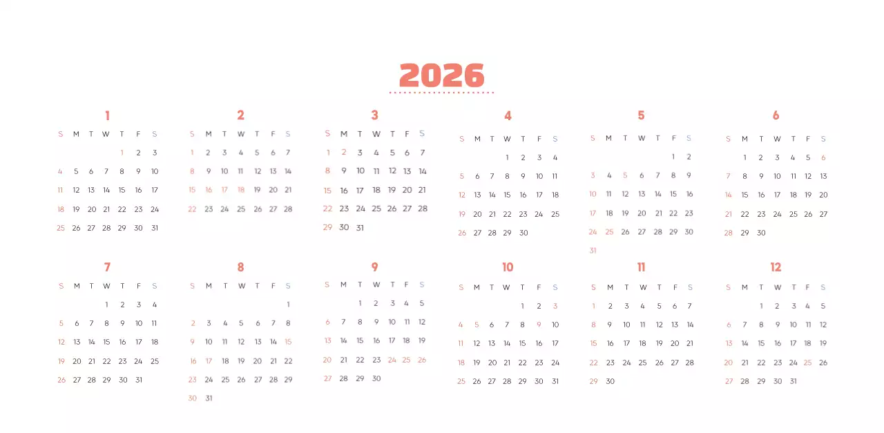 Calendario comercial con simpáticas ilustraciones