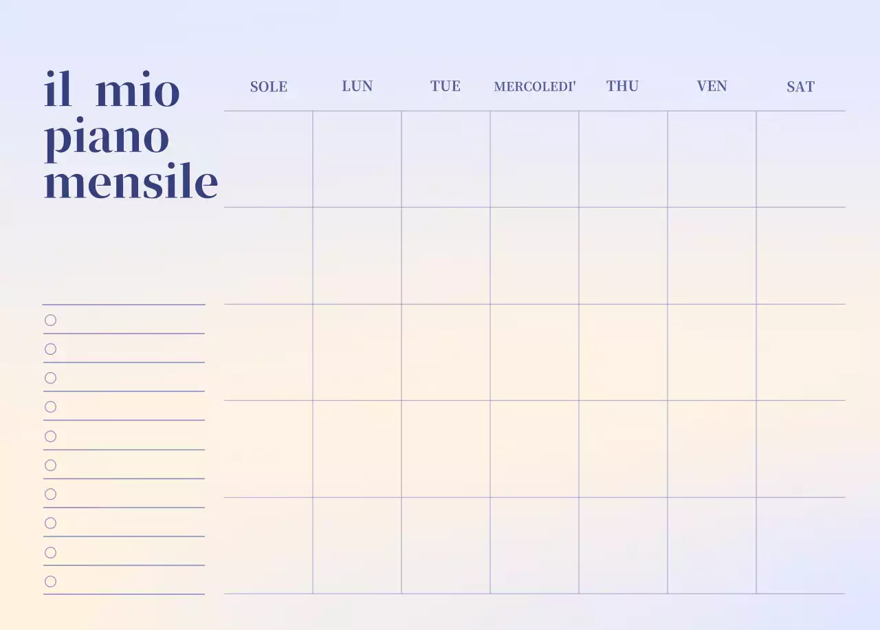 Calendario minimalista a gradi