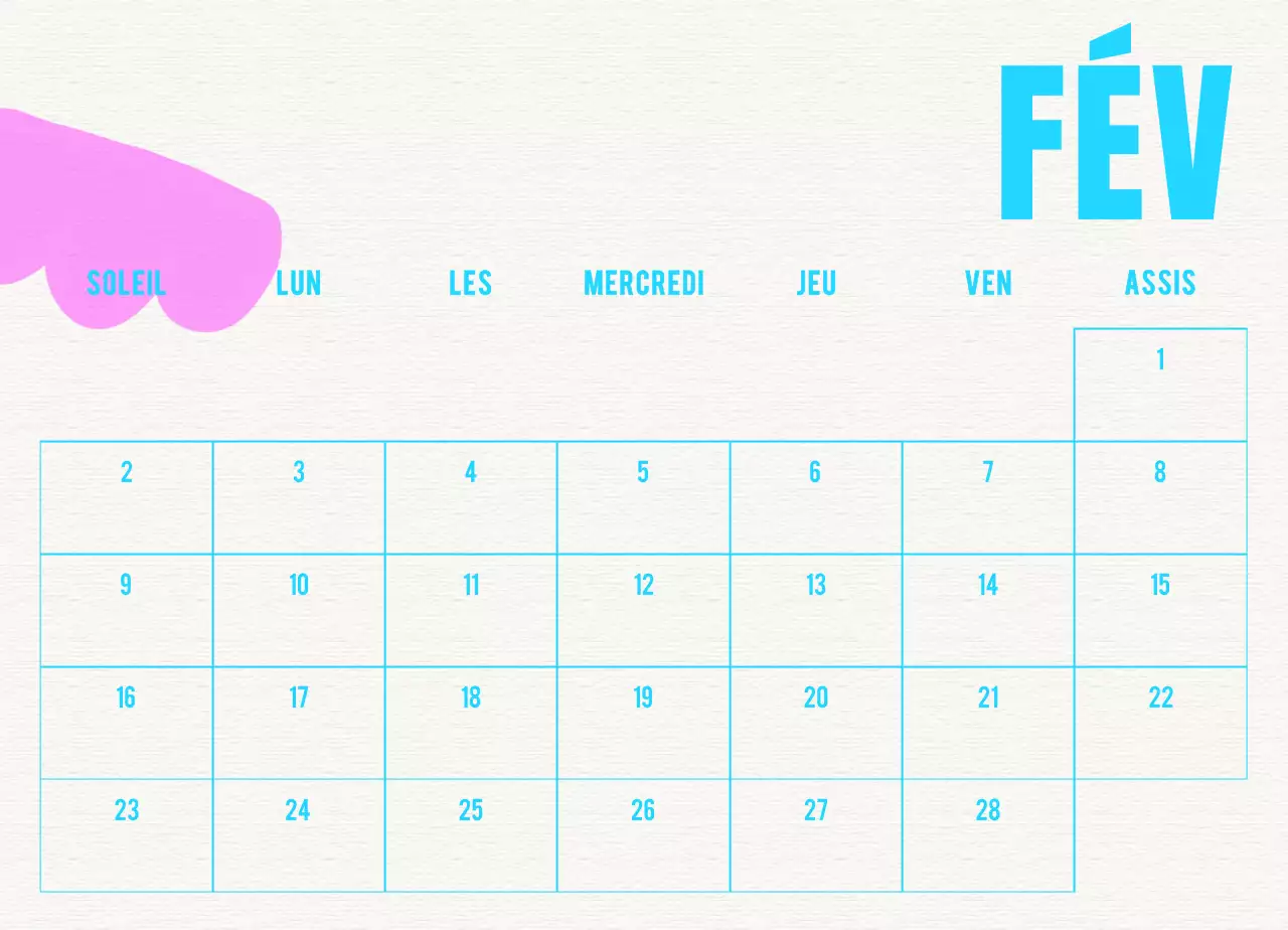 Calendrier vintage bleu