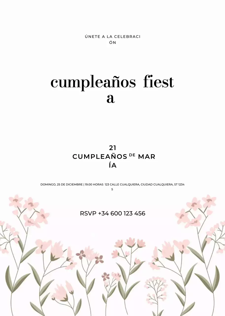 invitación de cumpleaños elegante blanca