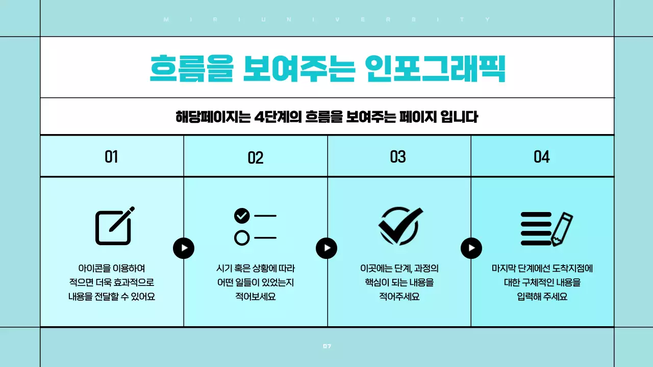 흰색과 하늘색의 깔끔한 편집하기 쉬운 발표자료