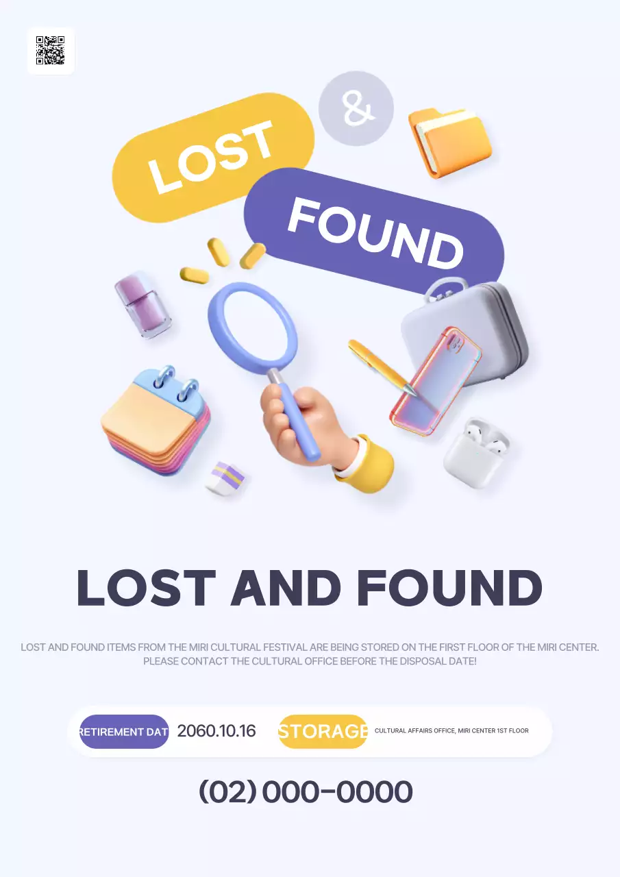 Poster thông báo mất tích tối giản màu trắng