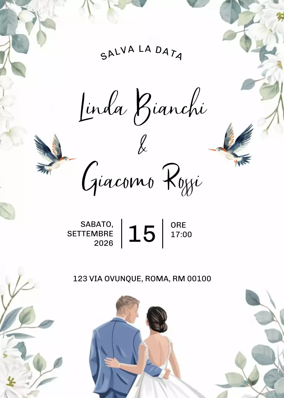 Invito di nozze elegante bianco