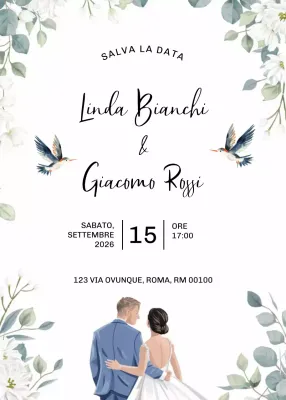 Invito di nozze elegante bianco