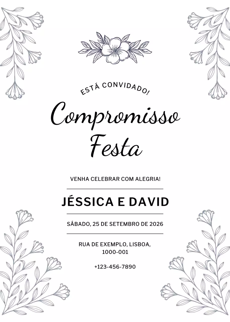 Convite de noivado bege e elegante