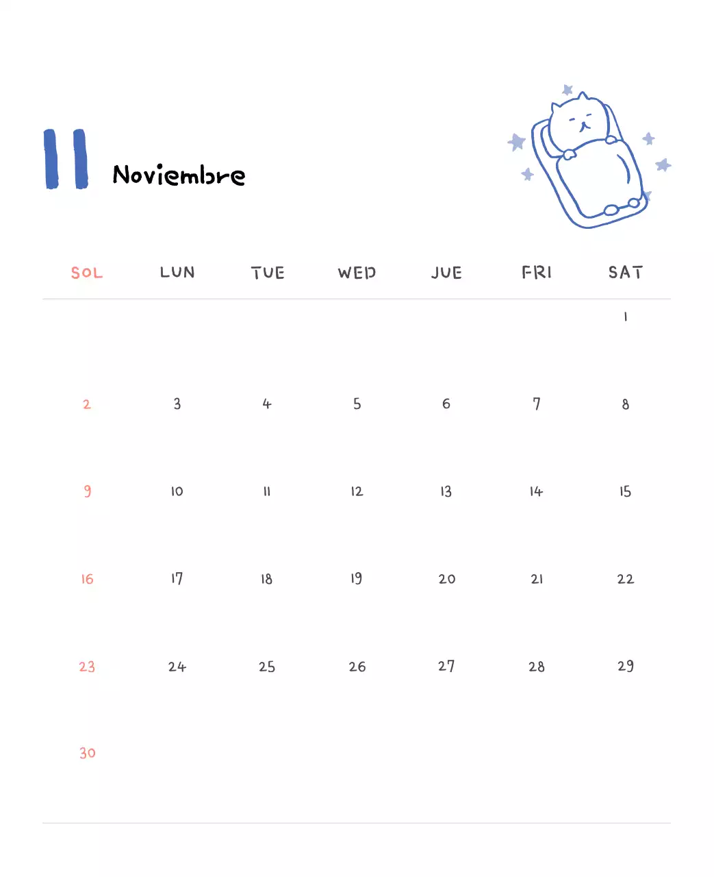 Calendario diario en marfil