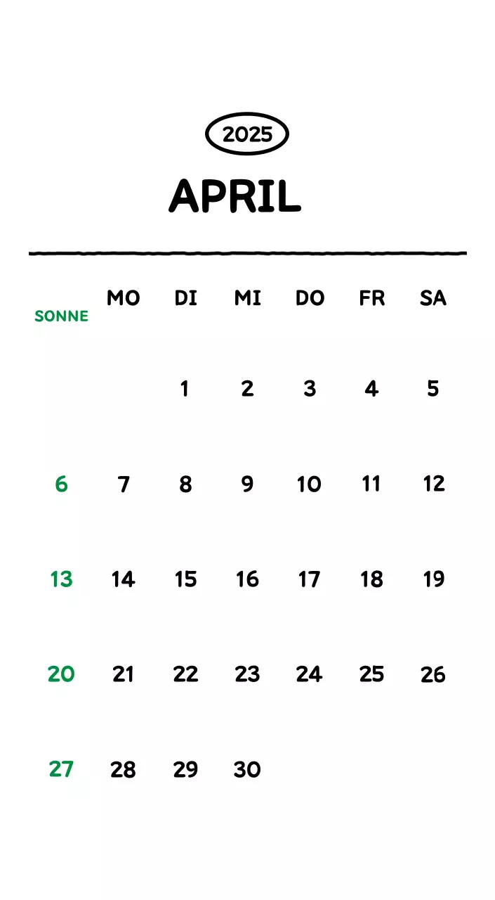 Illustrierter Kalender mit schönem Linienstil