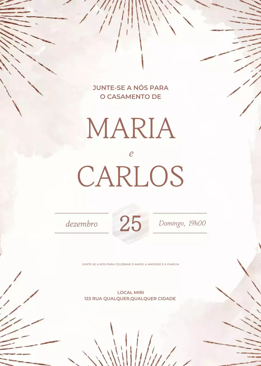 Convite de casamento bege estilo minimalista