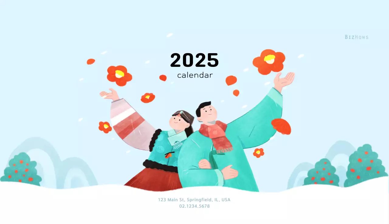 New Year's calendar with a warm, illustrated feel