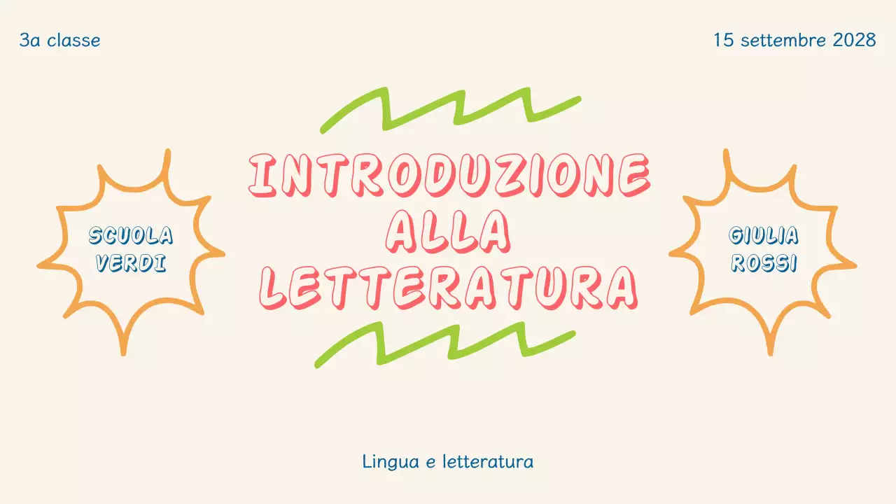 Presentazione della letteratura semplice e colorata per bambini