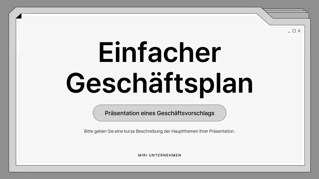 Schwarzer und weißer, sauber gerahmter Vorschlag in einem Aktenordner