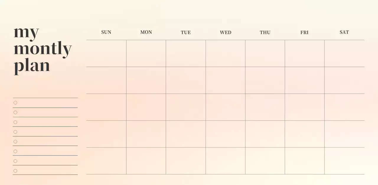 Gradient Minimalist Calendar