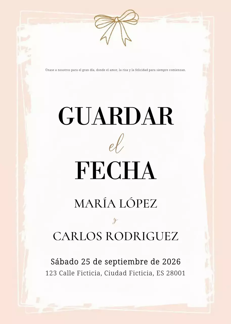 Invitación de boda elegante beige