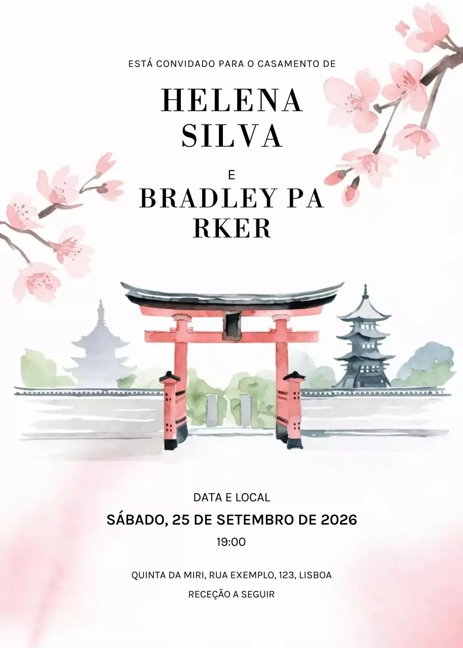 Convite de casamento tradicional cor-de-rosa