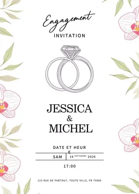 Invitation de fiançailles élégante et blanche