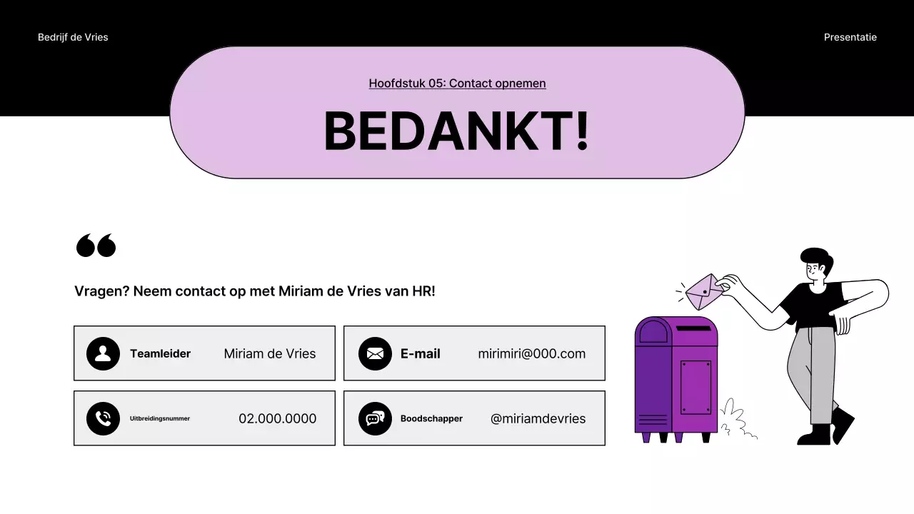 Een eenvoudige interne seminargids in zwart en blauw