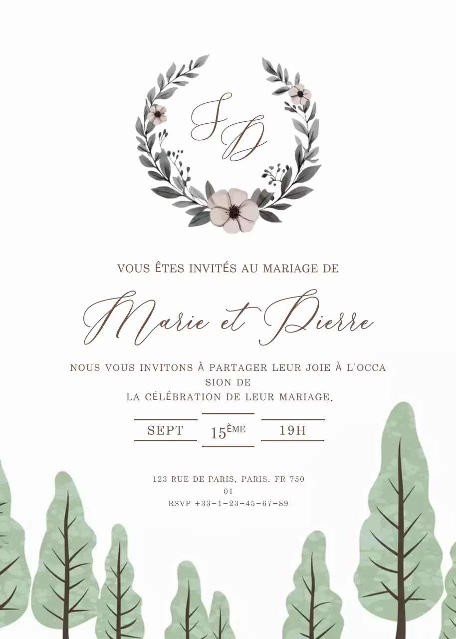 invitation de mariage beige et élégante