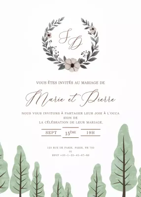 invitation de mariage beige et élégante