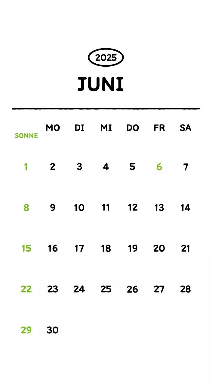 Illustrierter Kalender mit schönem Linienstil