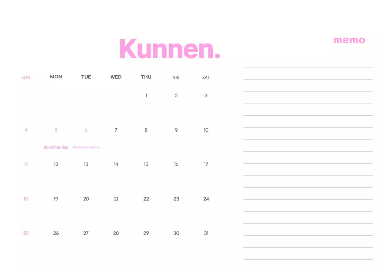Zakelijke kalender met leuke illustraties
