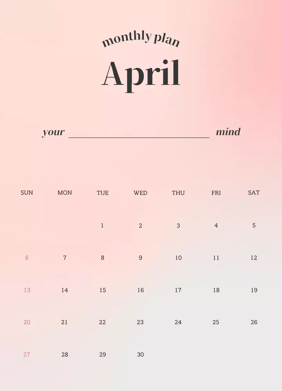 Kalender Emosi Minimalis Gradien