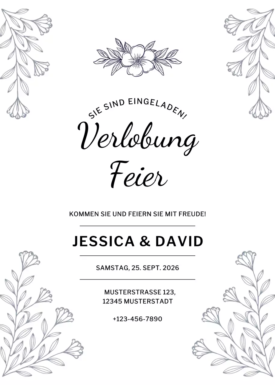 Beige Elegante Verlobungseinladung