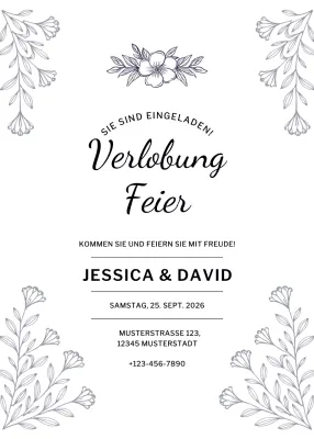 Beige Elegante Verlobungseinladung