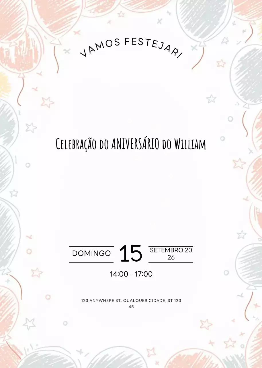 convite de aniversário minimalista e colorido