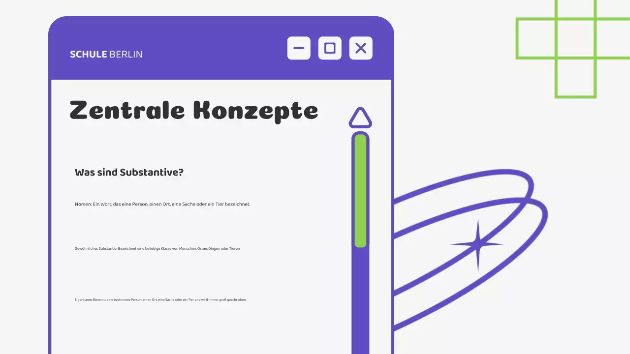 Beige Grün Illustration Klasse Materialien Grammatik Präsentation